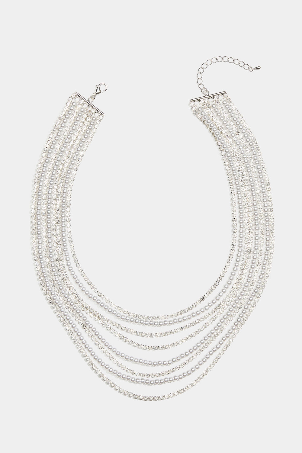 Halskjede med åtte kjeder i strass og perler i gruppen Smykker / Halskjeder / Rhinestone hos Glitter (254002421001)