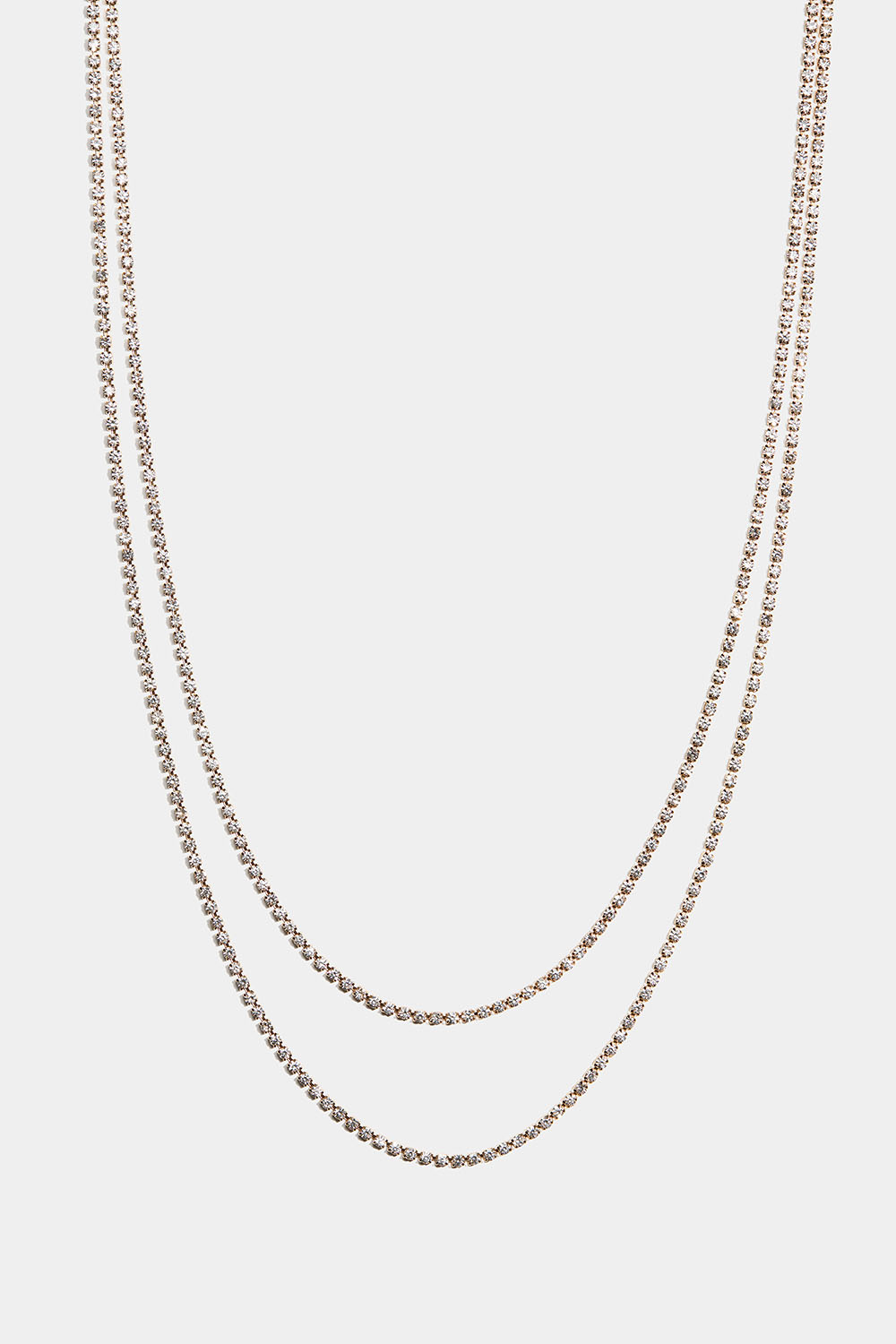 Gullfarget dobbelthalskjede med strass i gruppen Smykker / Halskjeder / Rhinestone hos Glitter (254002460202)