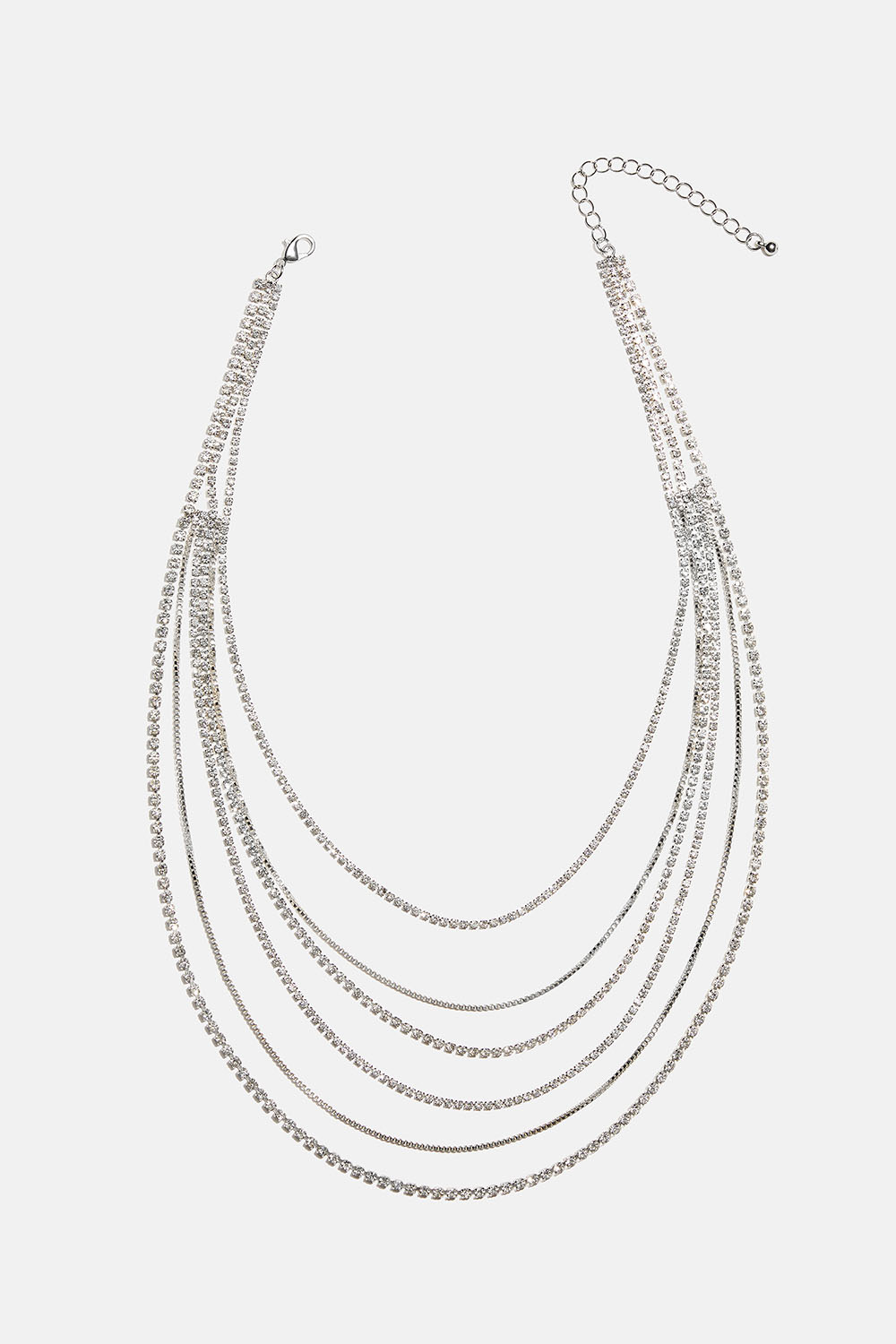 Halsbånd med flere lag, med kjeder og glassteiner i gruppen Smykker / Halskjeder / Rhinestone hos Glitter (254002670201)