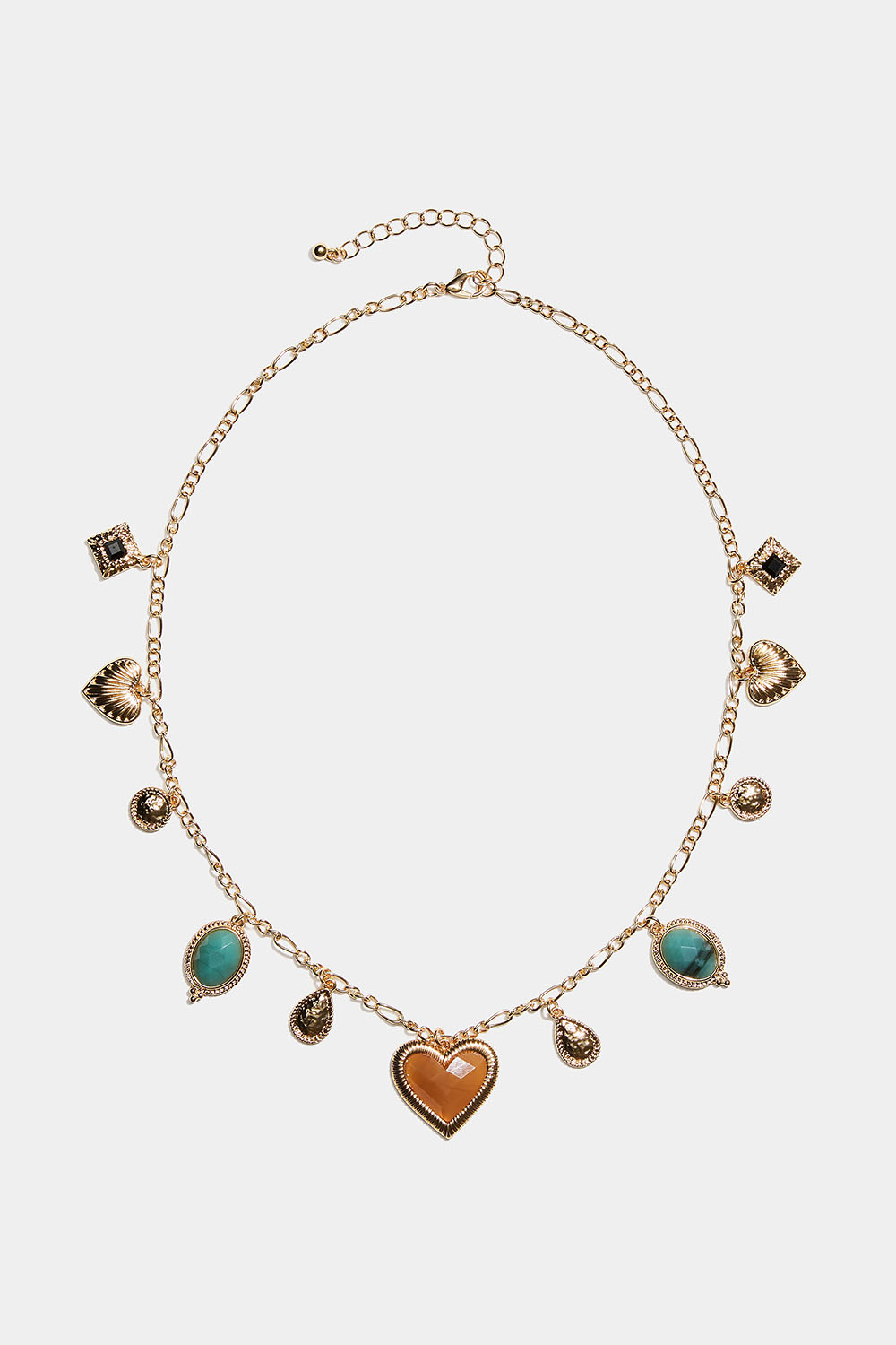 Gullfarget halskjede med forskjellige anheng i gruppen Smykker / Halskjeder / Halskjeder med anheng hos Glitter (254002729902)