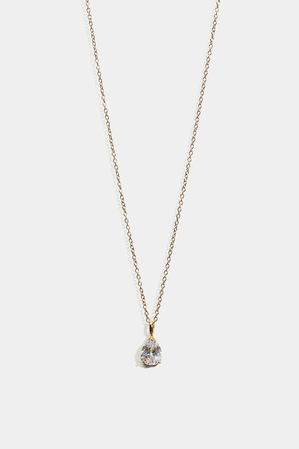 Halskjede i 18 k gullbelagt stål med dråpeformet Cubic Zirconia-stein i gruppen Stainless Steel / Halskjede i stål hos Glitter (254002982000)