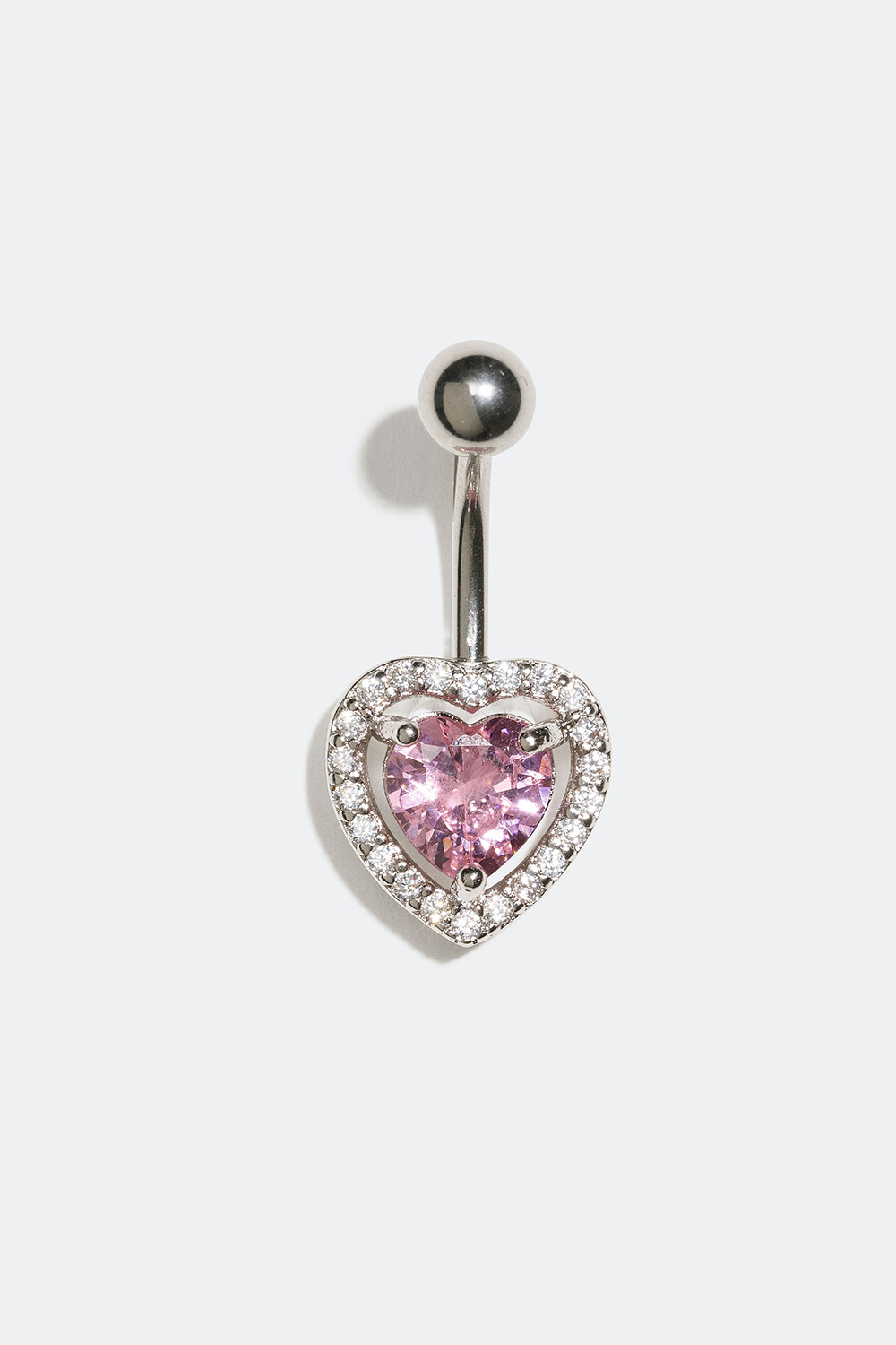 Navlepiercing med rosa hjerte og steiner i kubisk zirkonia i gruppen Smykker / Piercinger / Navlepiercing hos Glitter (255000335010)