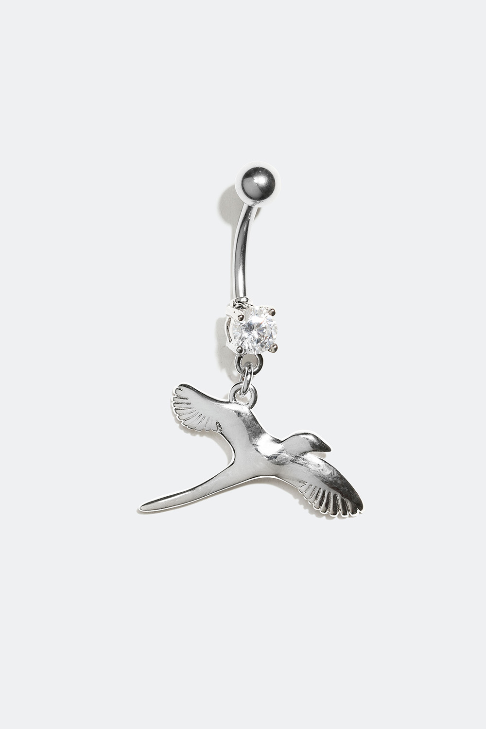Navlepiercing med zirkonia og anheng i form av en fugl i gruppen Smykker / Piercinger / Navlepiercing hos Glitter (255000360210)