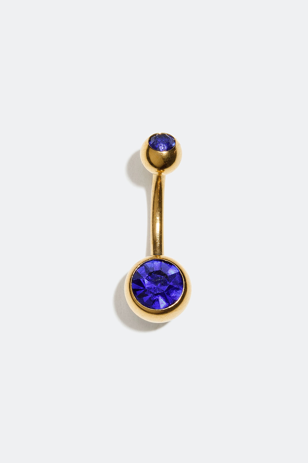 Gullfarget navlepiercing med to blå steiner i gruppen Smykker / Piercinger / Navlepiercing hos Glitter (255000467210)