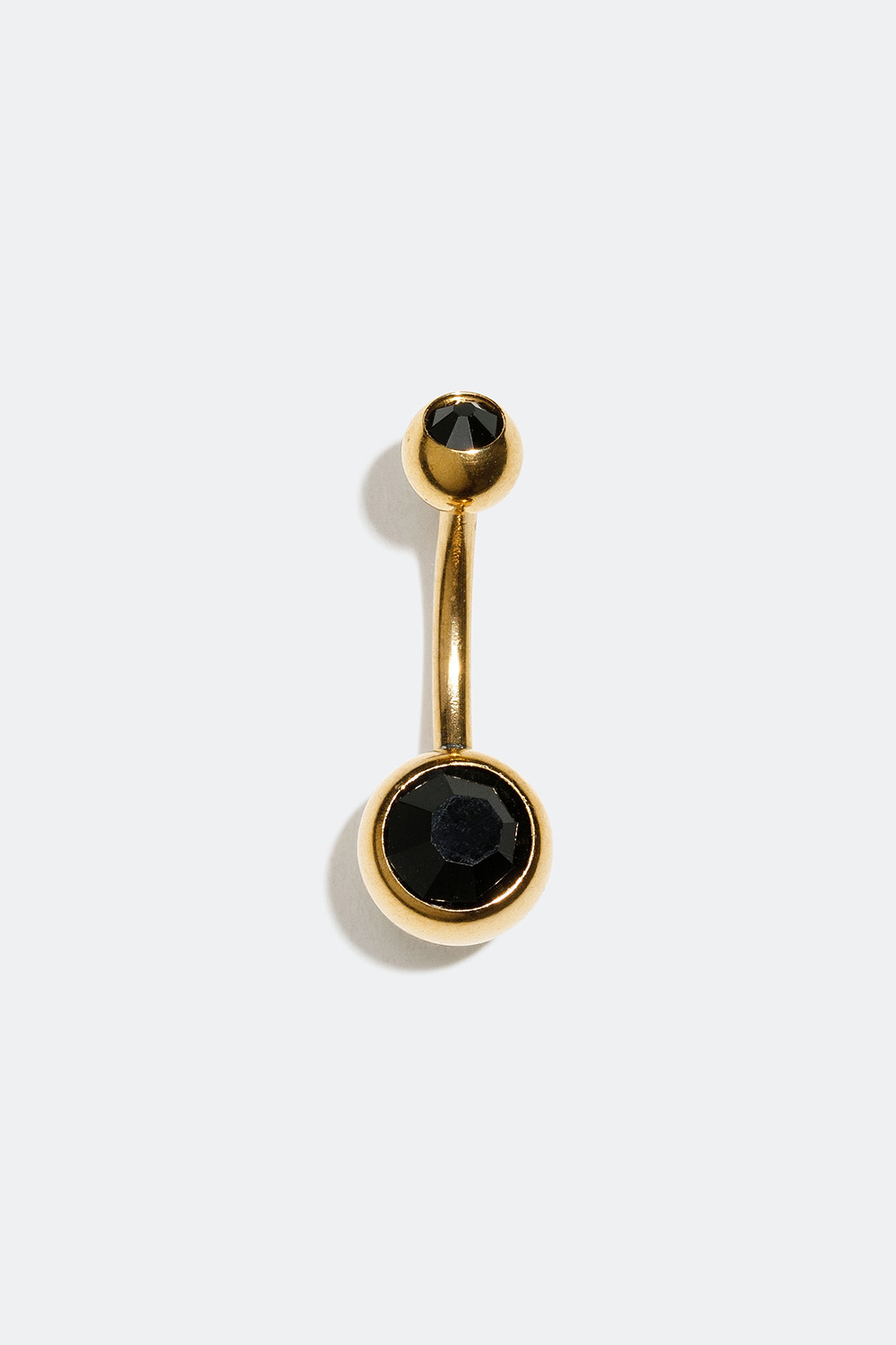 Gullfarget navlepiercing med to svarte steiner i gruppen Smykker / Piercinger / Navlepiercing hos Glitter (255000468410)