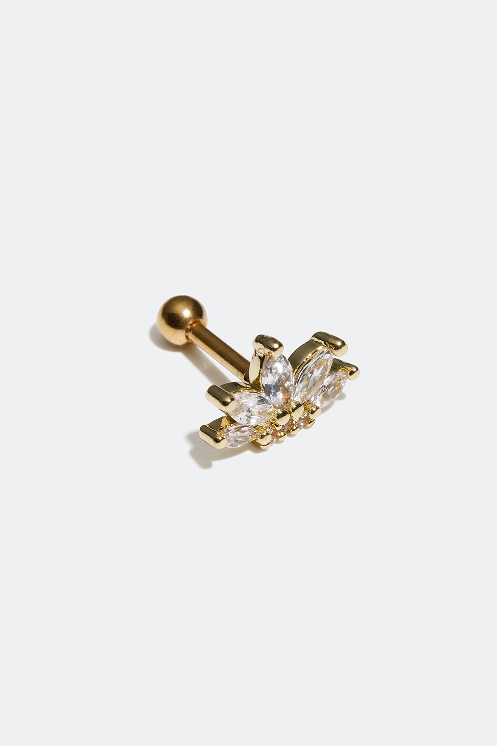 Gullfarget tragus / helix piercing med ovale Cubic Zirconia-steiner i gruppen Smykker / Piercinger hos Glitter (255000500100)