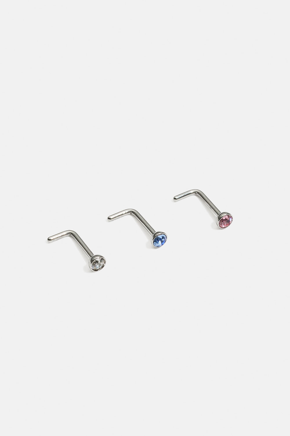 Nesepiercing i stål med steiner, 3-pakning i gruppen Smykker hos Glitter (255000621600)