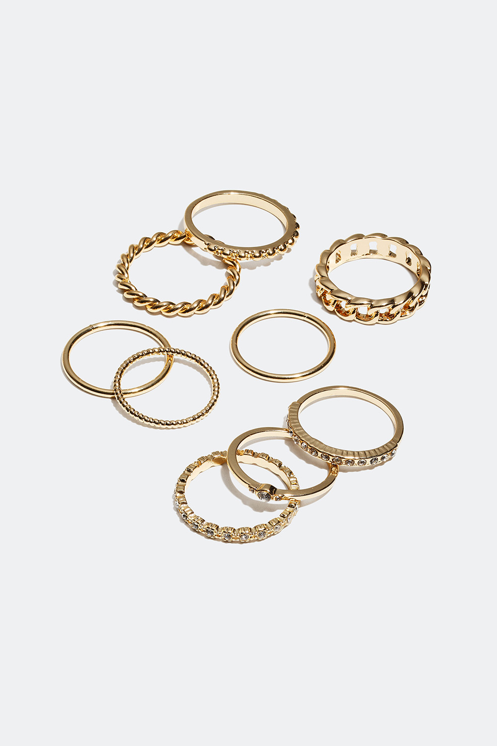Ringer i forskjellige størrelser, 9-pakning i gruppen Alle Smykker / Ringer / Flerpakning hos Glitter (25600011)