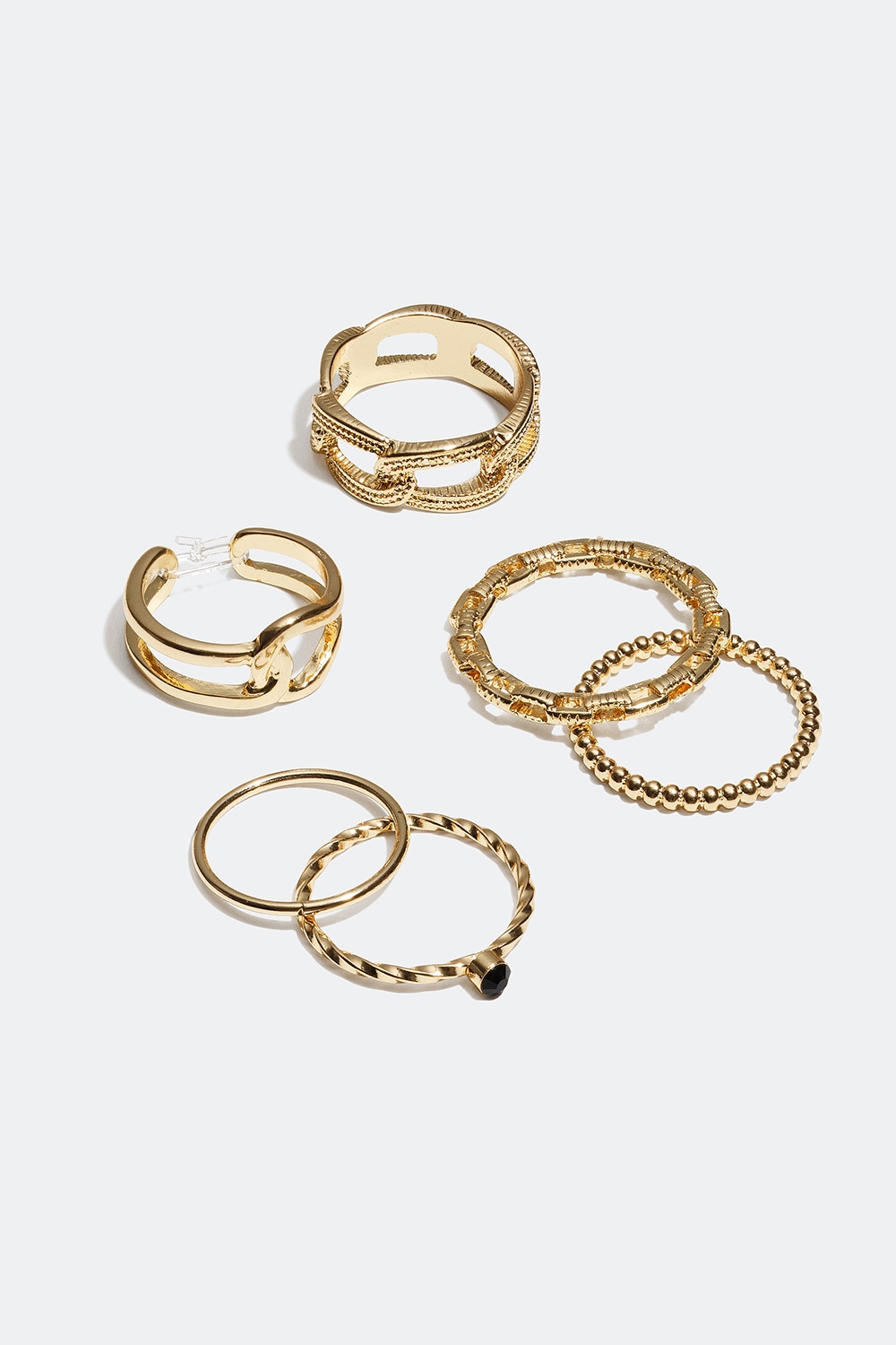 Forskjellige ringer i forskjellige størrelser, 6-pakning i gruppen Alle Smykker / Ringer / Flerpakning hos Glitter (25600029)
