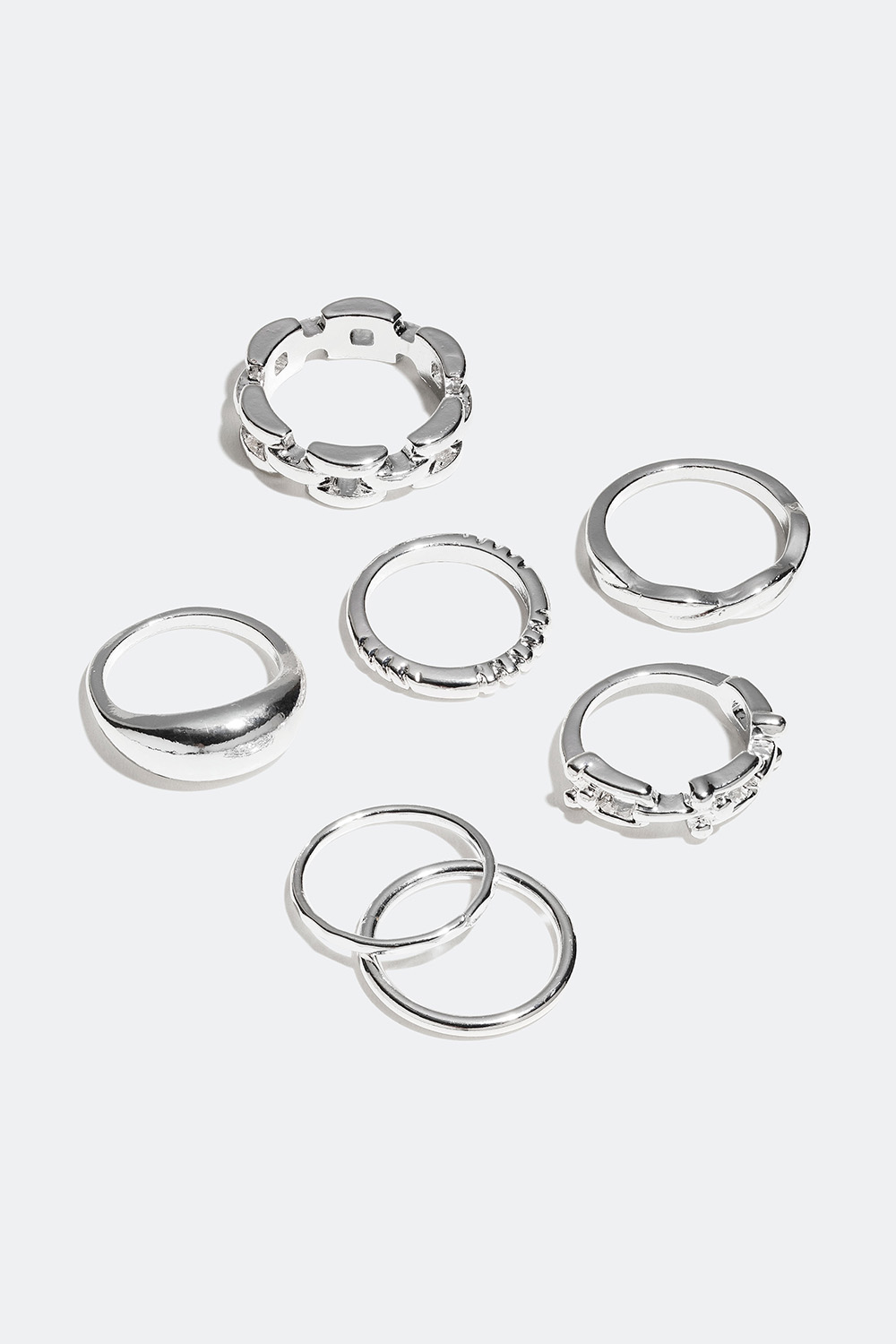 Ringer i forskjellige størrelser og utforminger, 7-pakning i gruppen Smykker / Ringer / Flerpakning hos Glitter (25600033)