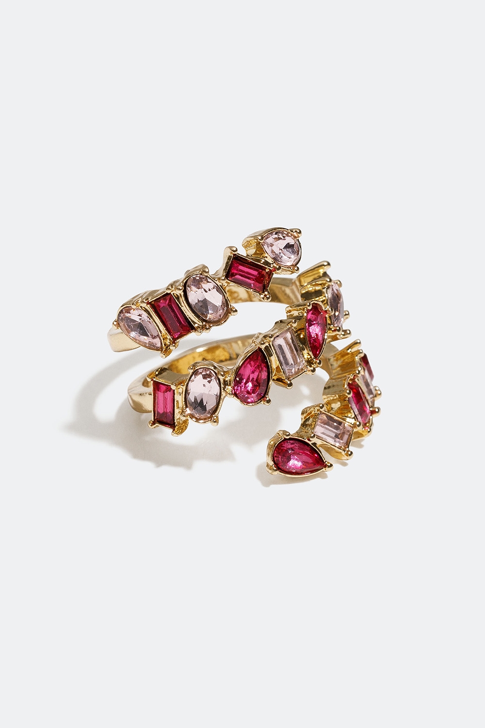 Spiralring ring med rosa glassteiner i gruppen Smykker / Ringer / Brede hos Glitter (256000435)