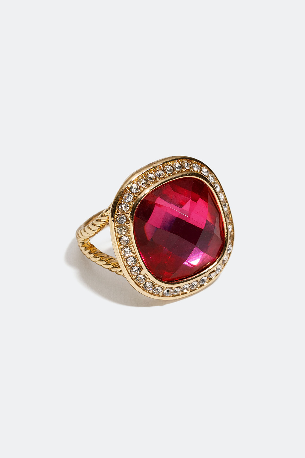 Vridd ring med rosa glasstein i gruppen Smykker / Ringer / Brede hos Glitter (25600045)