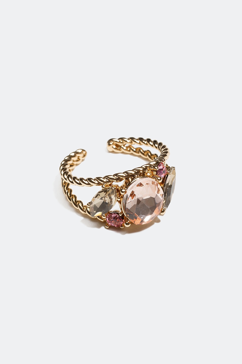 Justerbar ring med rosa glassteiner i gruppen Festive Season Collection hos Glitter (256000489900)