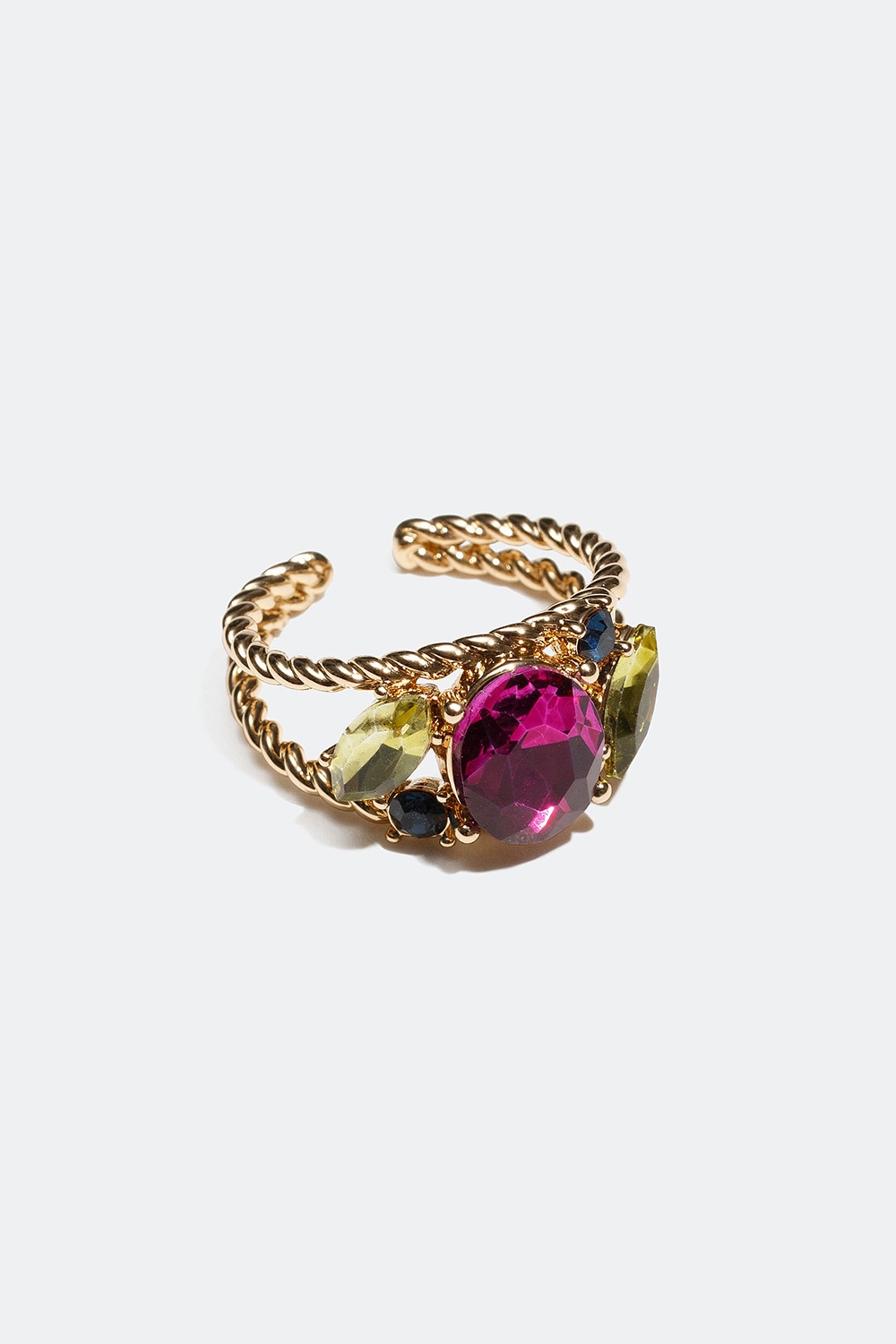 Justerbar ring med en miks av fargede glassteiner i gruppen Festive Season Collection hos Glitter (256000495400)