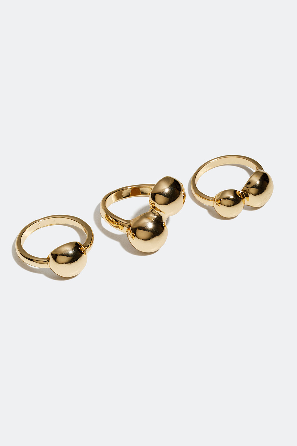 Gullfargede ringer med kuler, 3-pakning i gruppen Smykker / Ringer / Flerpakning hos Glitter (256000502)