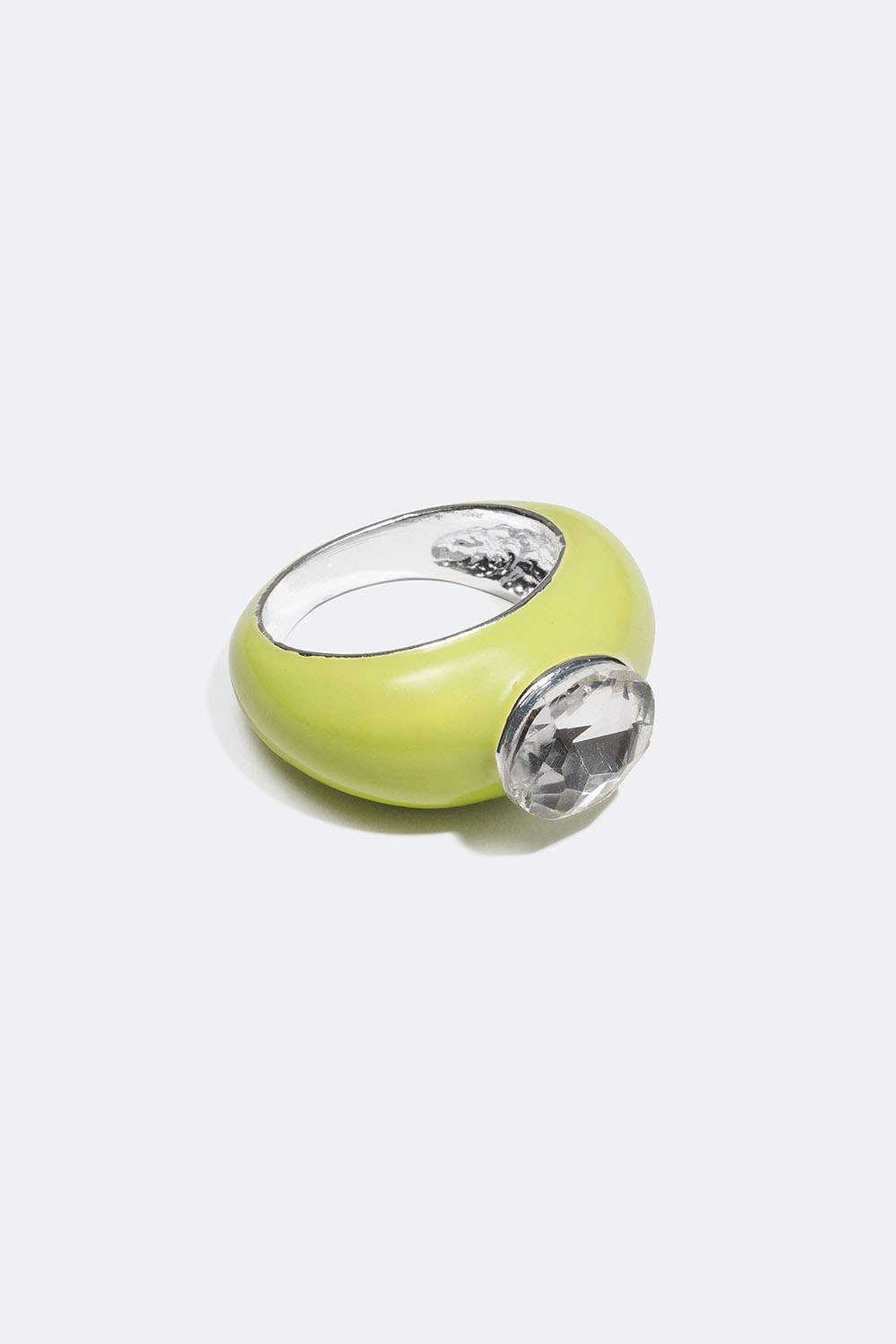 Ring med limegrønn emalje og glasstein i gruppen Smykker / Ringer / Brede hos Glitter (256000547)