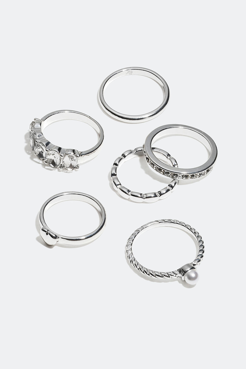 Ringer med glassteiner or perler, 6-pakning i gruppen Smykker / Ringer / Flerpakning hos Glitter (256000651)