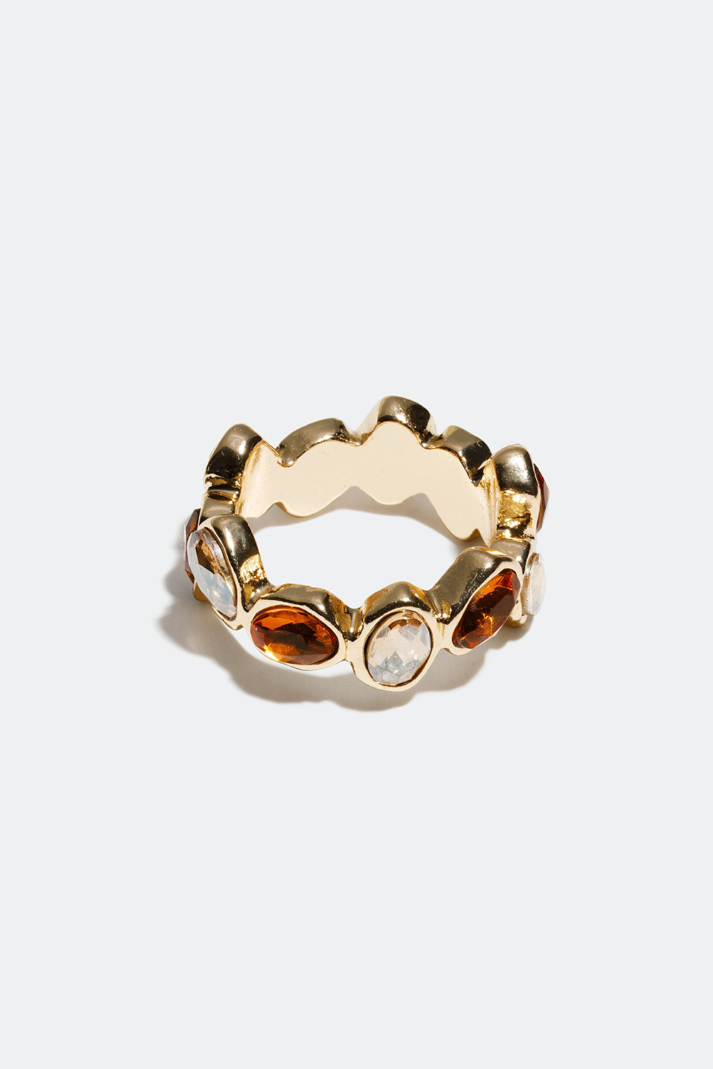 Gullfarget ring med dråpeformede glassteiner i gruppen Smykker / Ringer / Brede hos Glitter (25600078)