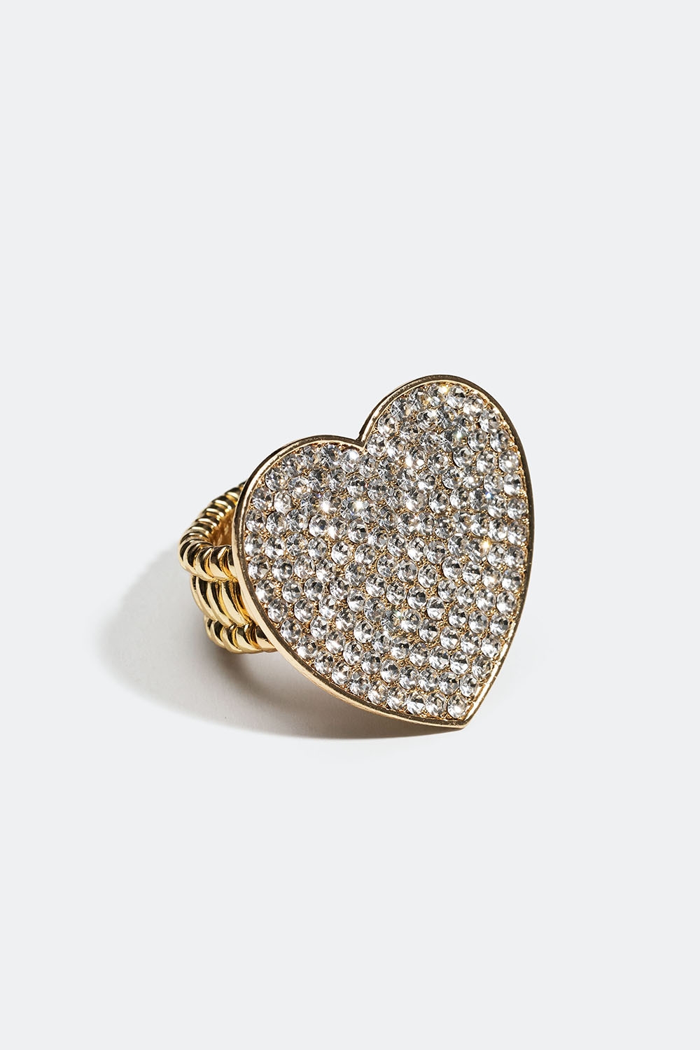 Justerbar gullfarget ring med hjerte og glassteiner i gruppen Smykker / Ringer / Rhinestone hos Glitter (256000880202)