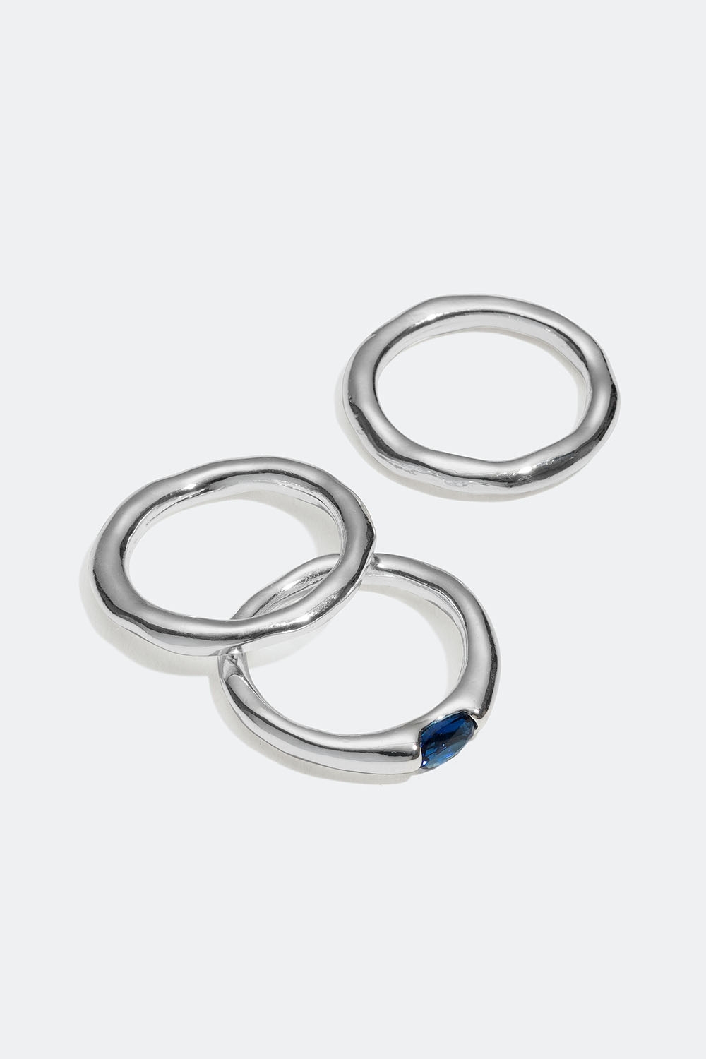3-pakning ringer med blå glasstein, 3-pakning i gruppen Smykker / Ringer / Flerpakning hos Glitter (25600092)