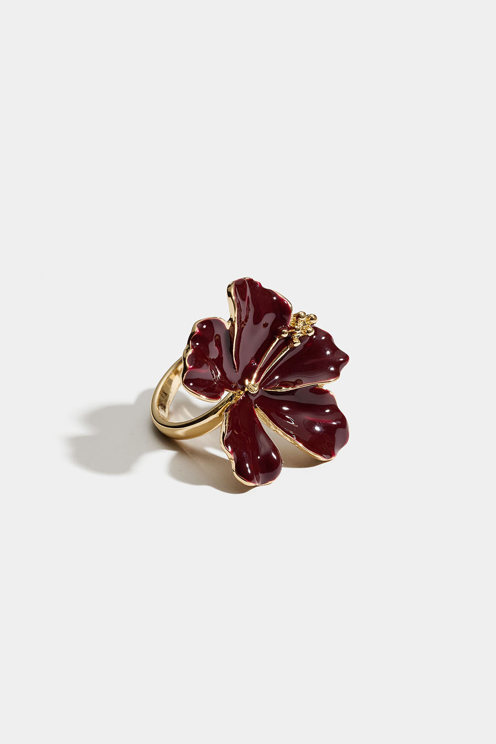 Gullfarget ring med burgunderblomst i gruppen Smykker / Ringer hos Glitter (2560019363)