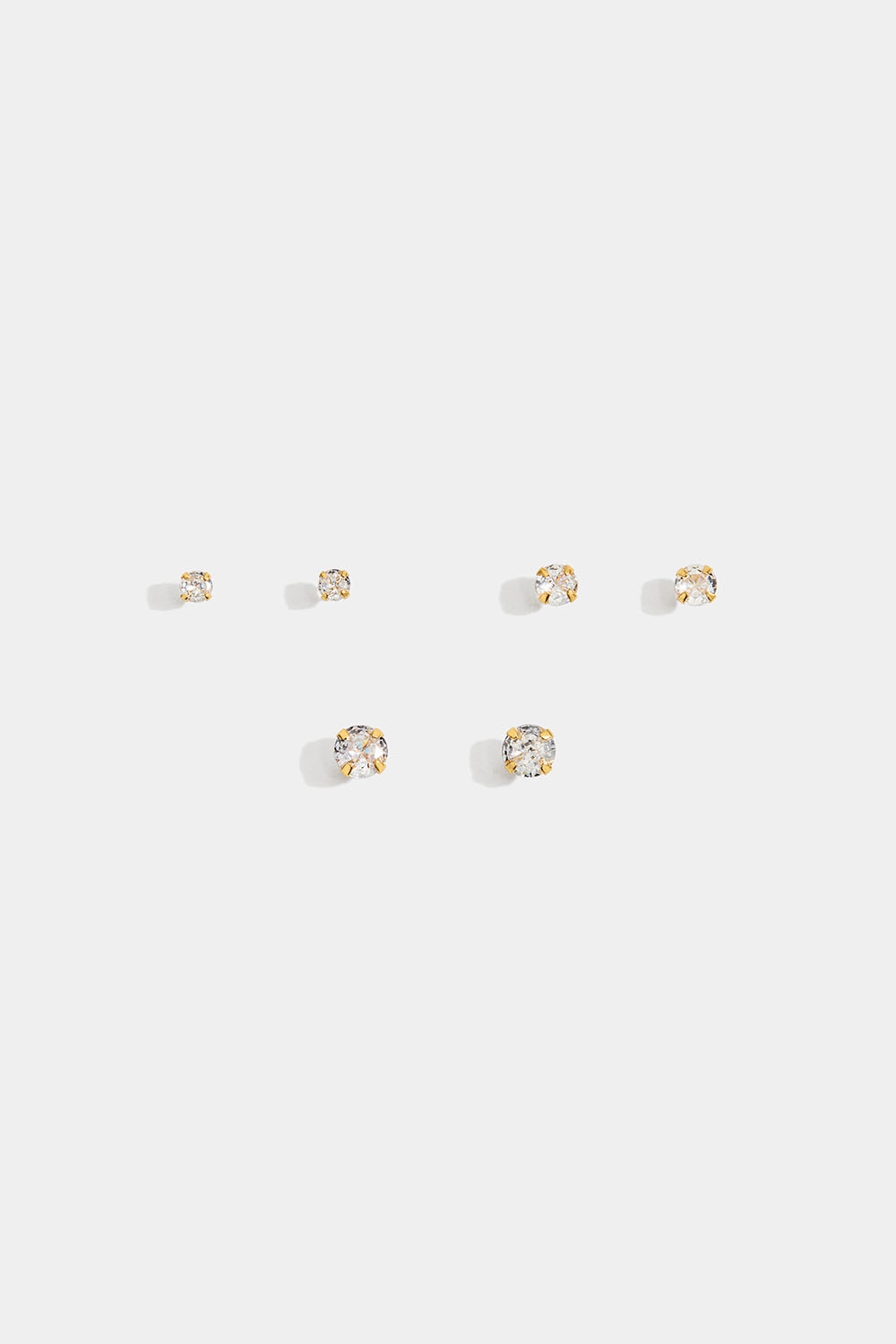 Ørestuds runde glassteiner, forgylt med 18K gull, 3-pack, 4 mm i gruppen 18 K Gullbelagt sølv / Øredobber i 18 K gull hos Glitter (306849661000)