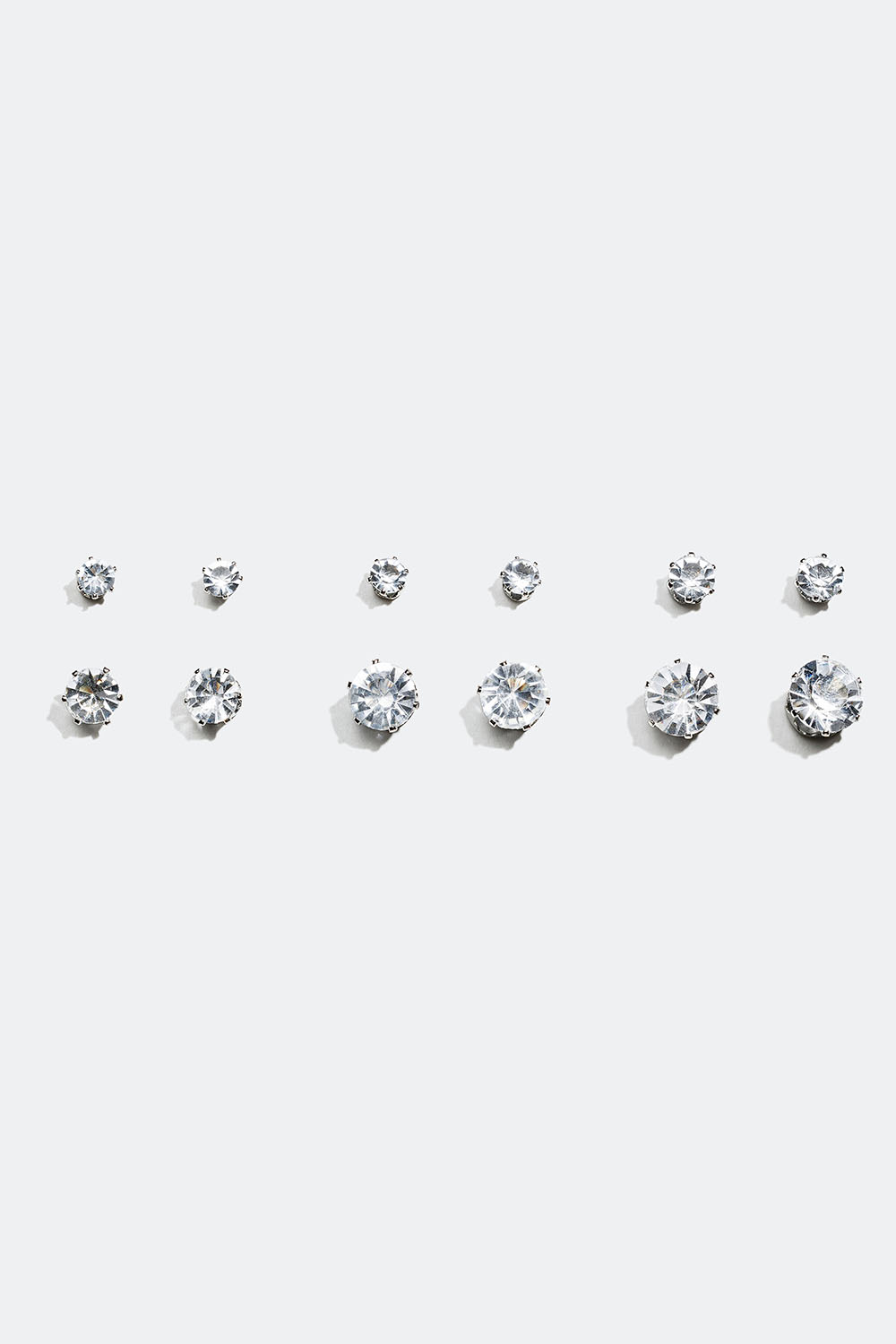 Øredobber med glass steiner i forskjellige størrelser, 6-pack i gruppen Alle Smykker / Øredobber / Flerpakning hos Glitter (317798)