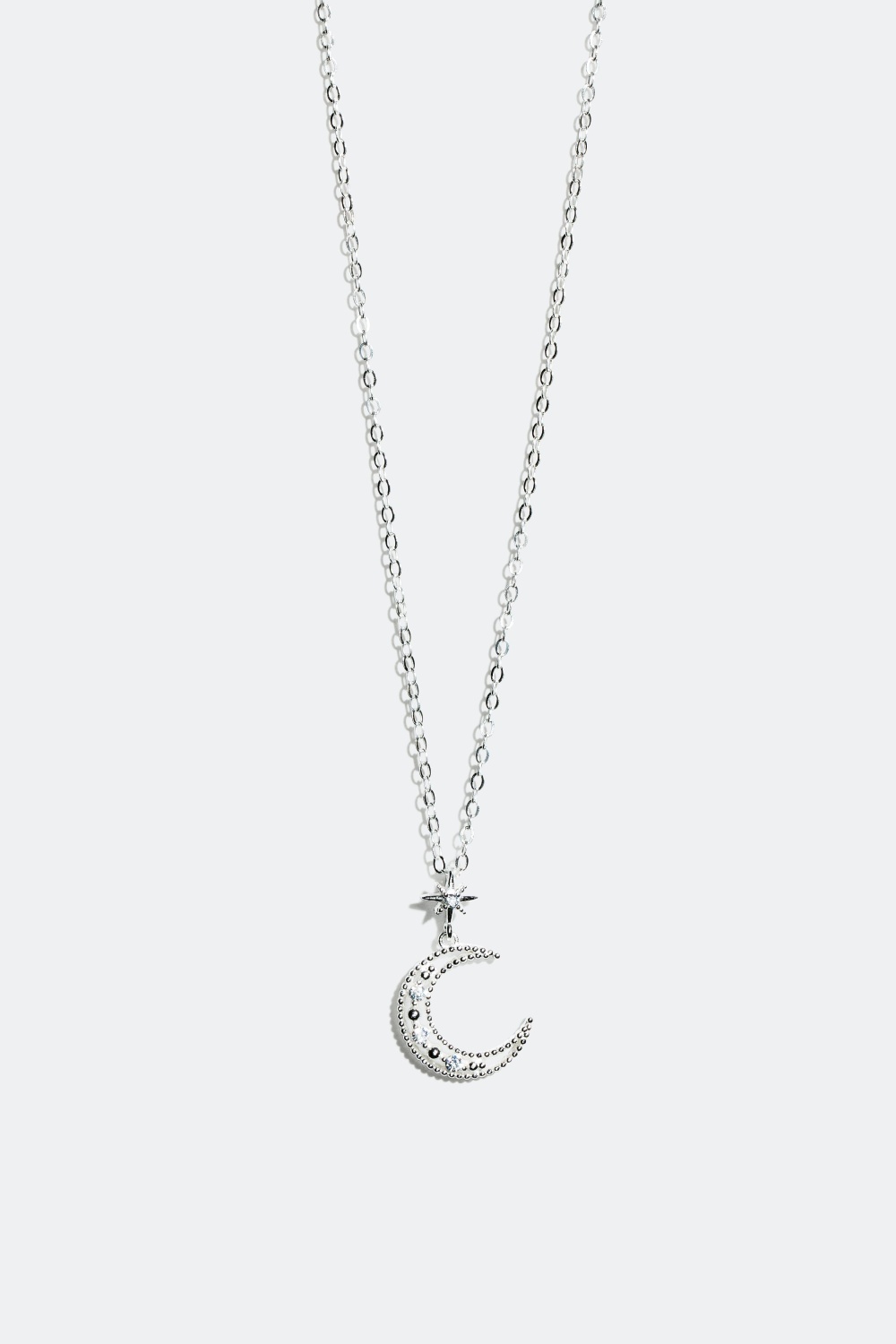 Sølvhalskjede med anheng i form av måne og stjerne i gruppen Alle Smykker hos Glitter (322115)