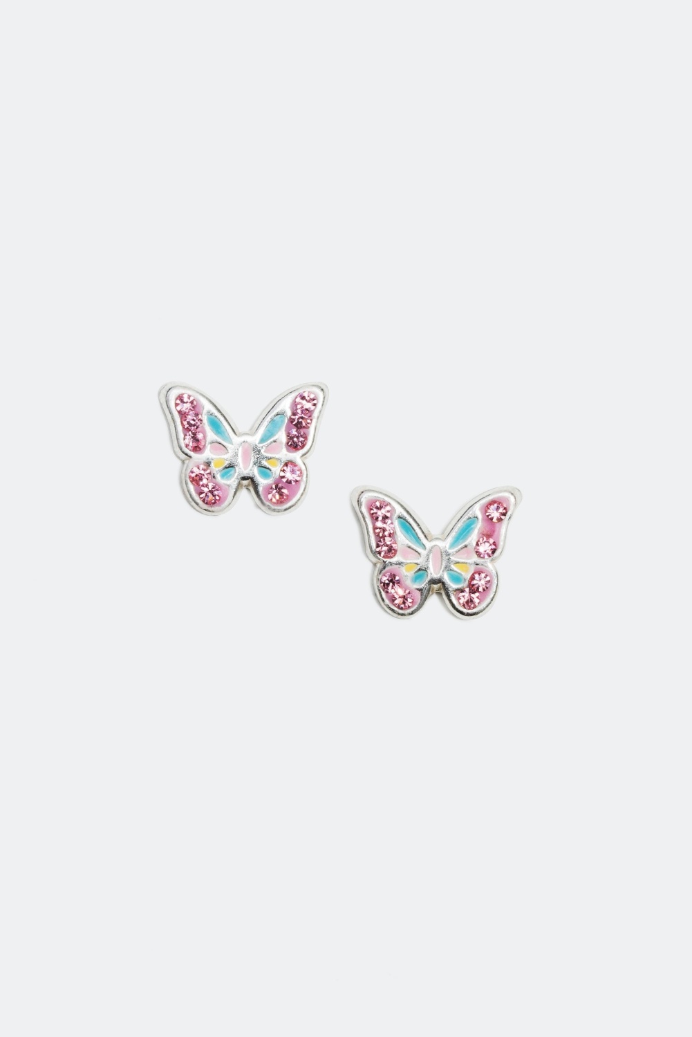 Sølvøreringer med rosa sommerfugler i gruppen Barn / Barnesmykker / Barneøredobber hos Glitter (323096)