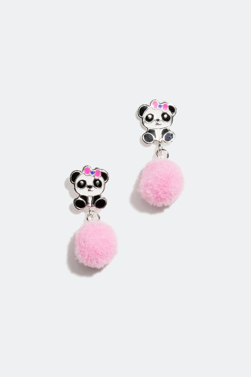 Pandaøredobber med rosa pompong i gruppen Barn / Barnesmykker / Barneøredobber hos Glitter (326279)