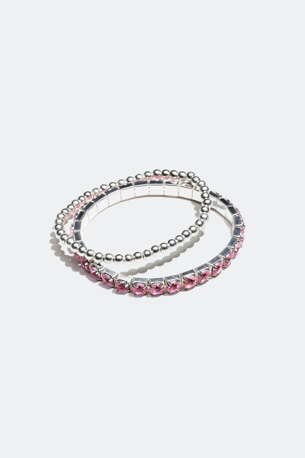 Armbånd med rosa steiner og metallkuler, 2-pakning i gruppen Barn / Barnesmykker / Barnearmbånd hos Glitter (326400)