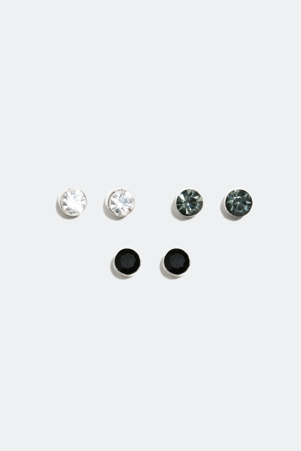 Tre par studs med runde, fargede glassteiner i gruppen Alle Smykker / Øredobber / Flerpakning hos Glitter (326752)