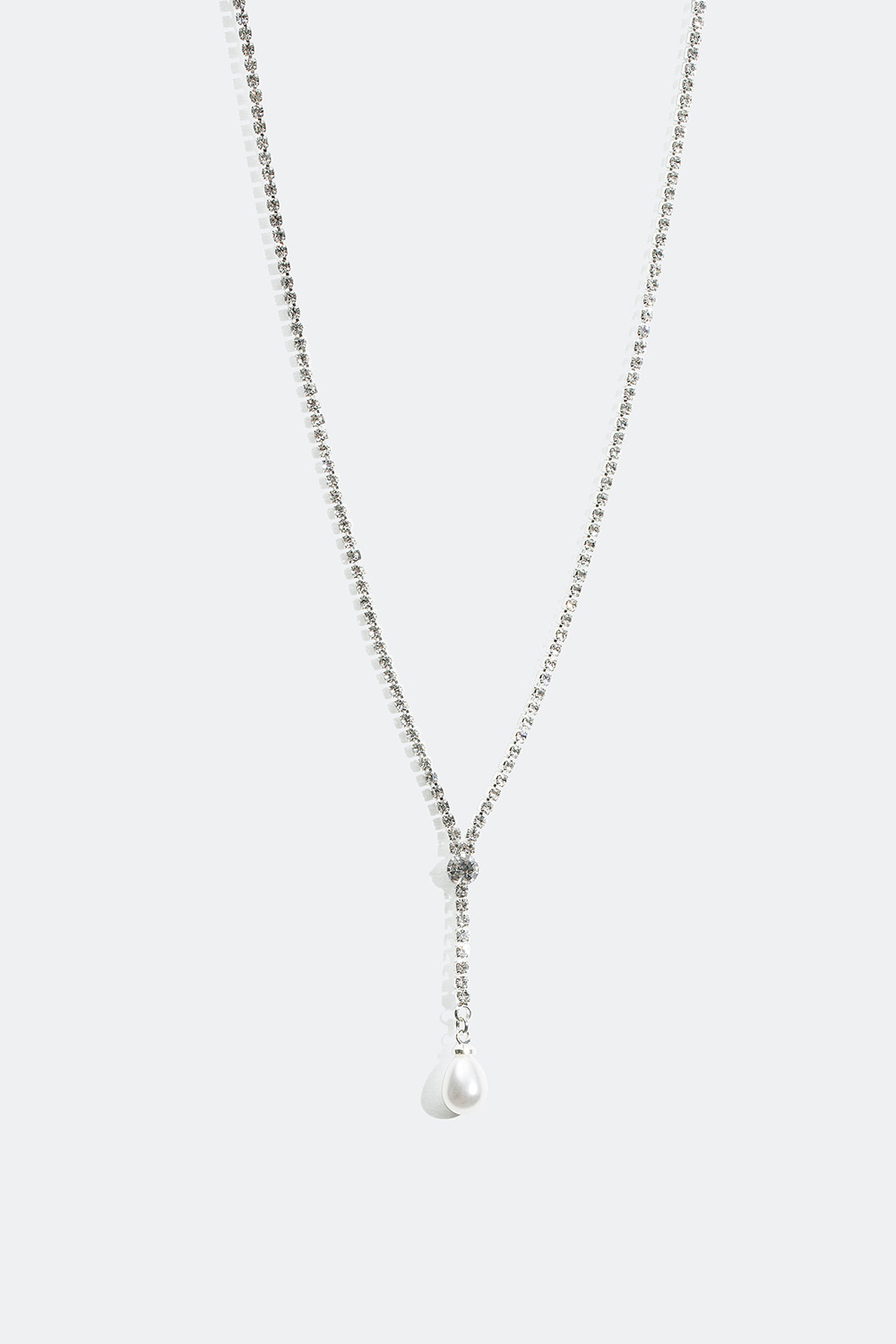 Y-formet halskjede av smal strasslenke med perle i gruppen Smykker / Halskjeder / Rhinestone hos Glitter (326832)