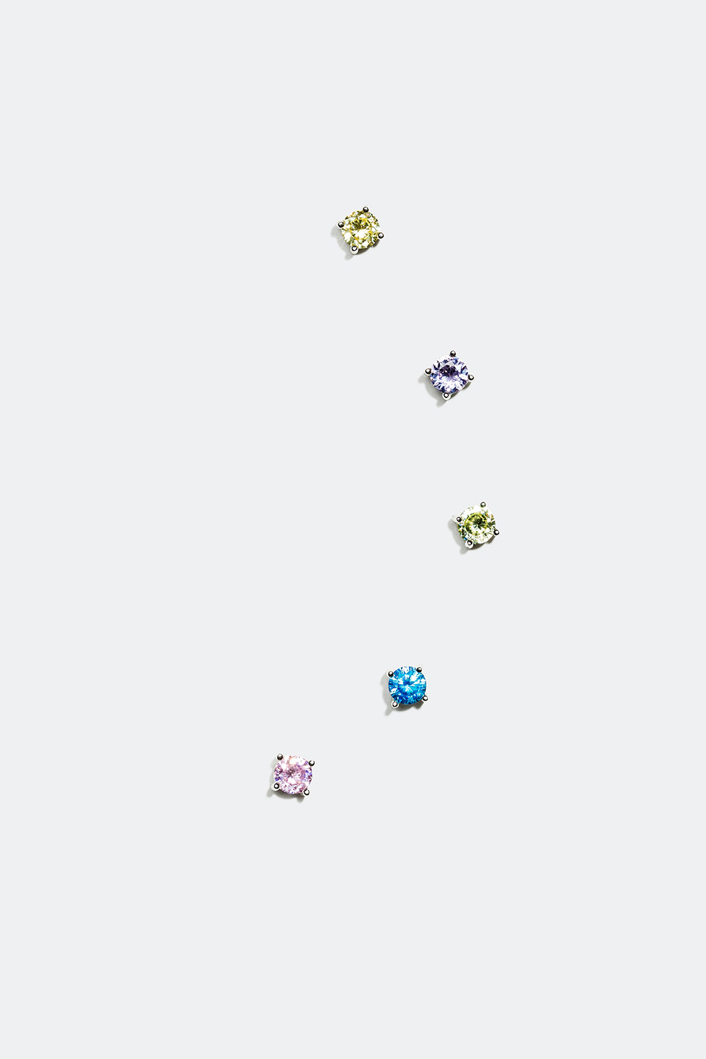 Studs med fargede Cubic Zirconia-steiner, 5-pakning i gruppen Ekte sølv / Sølvøredobber / Flerpakning hos Glitter (327606011000)