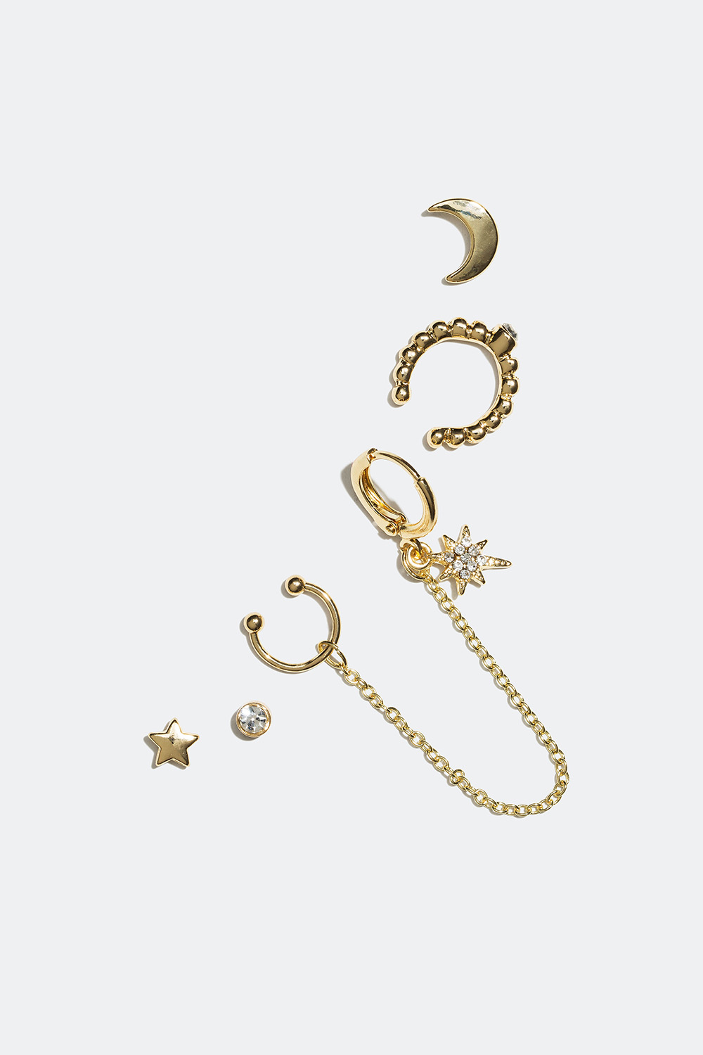 Studs, earcuffs og ørering med forskjellige motiver i gruppen Smykker / Øredobber / Flerpakning hos Glitter (327833)