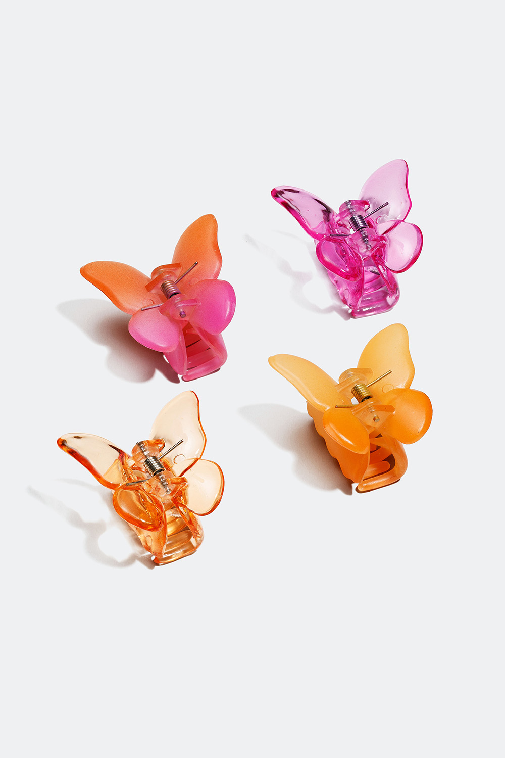 Små hårklemmer med sommerfugler i farge, 4-pakning i gruppen Håraccessories / Spenner & klemmer / Hårklyper hos Glitter (331001054800)