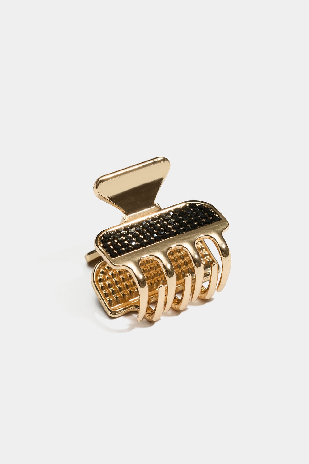 Gullfarget hårklype med svart strass i gruppen Håraccessories / Spenner & klemmer / Hårklyper hos Glitter (331001772000)