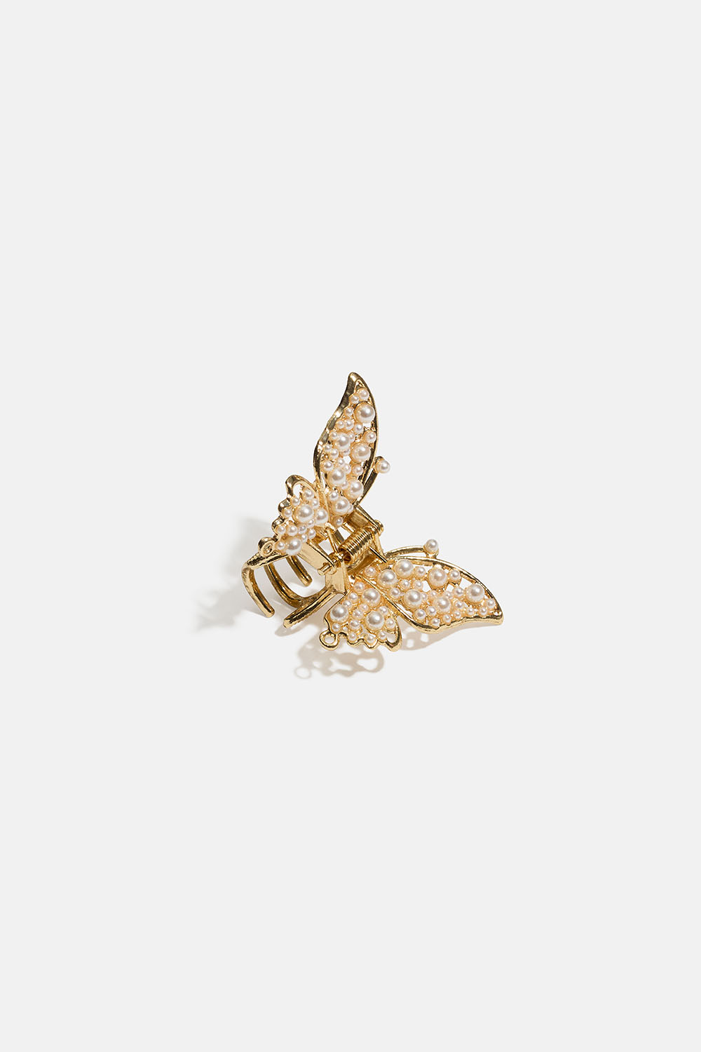 Liten gullfarget hårspenne med sommerfugldesign og perler i gruppen Håraccessories / Spenner & klemmer / Hårklyper hos Glitter (331002362000)