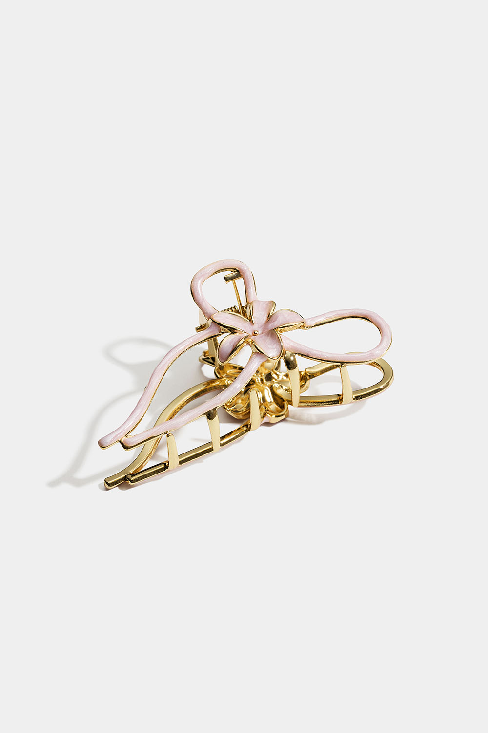 Gullfarget hårspenne med blomster og lyserosa detaljer i gruppen Håraccessories / Spenner & klemmer / Hårklyper hos Glitter (331002375100)