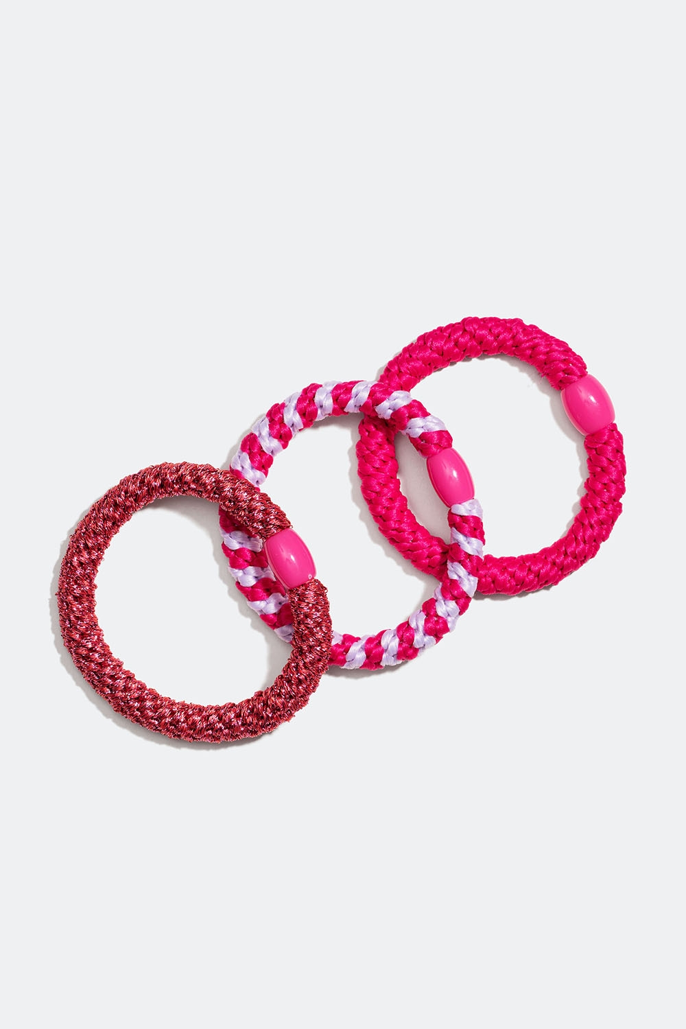 Flettede hårstrikker i rosa, 3-pakning i gruppen Håraccessories / Hårstrikker / Flerpakning hos Glitter (332000426001)