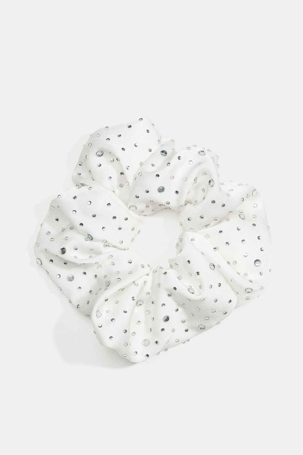 Hvit scrunchie med glassteiner i gruppen Håraccessories / Scrunchies hos Glitter (332001053100)