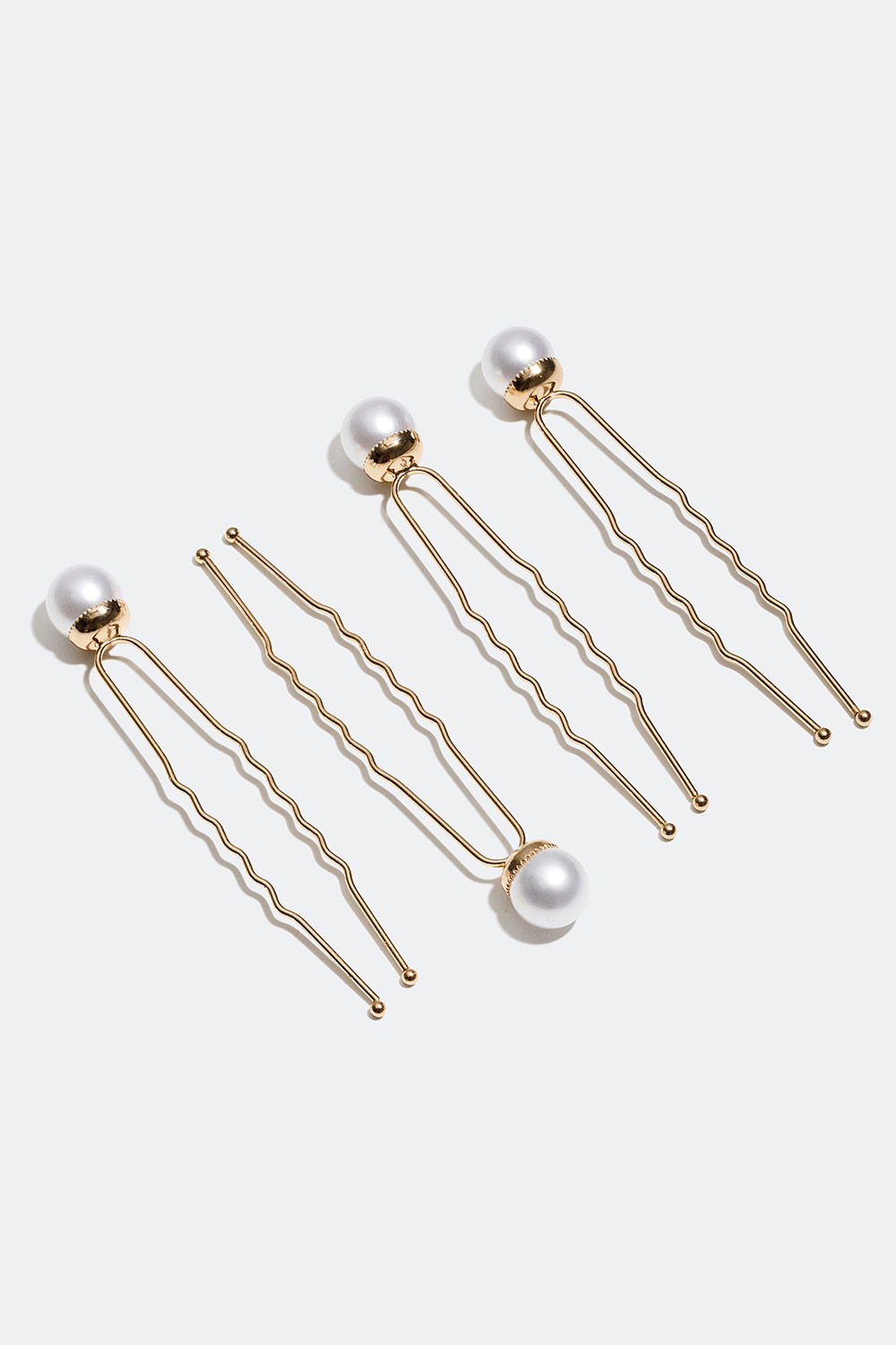 Hårnåler med hvite perler for å sette opp håret, 4-pakning i gruppen Håraccessories / Styling & verktøy / Hårnåler hos Glitter (334000073100)