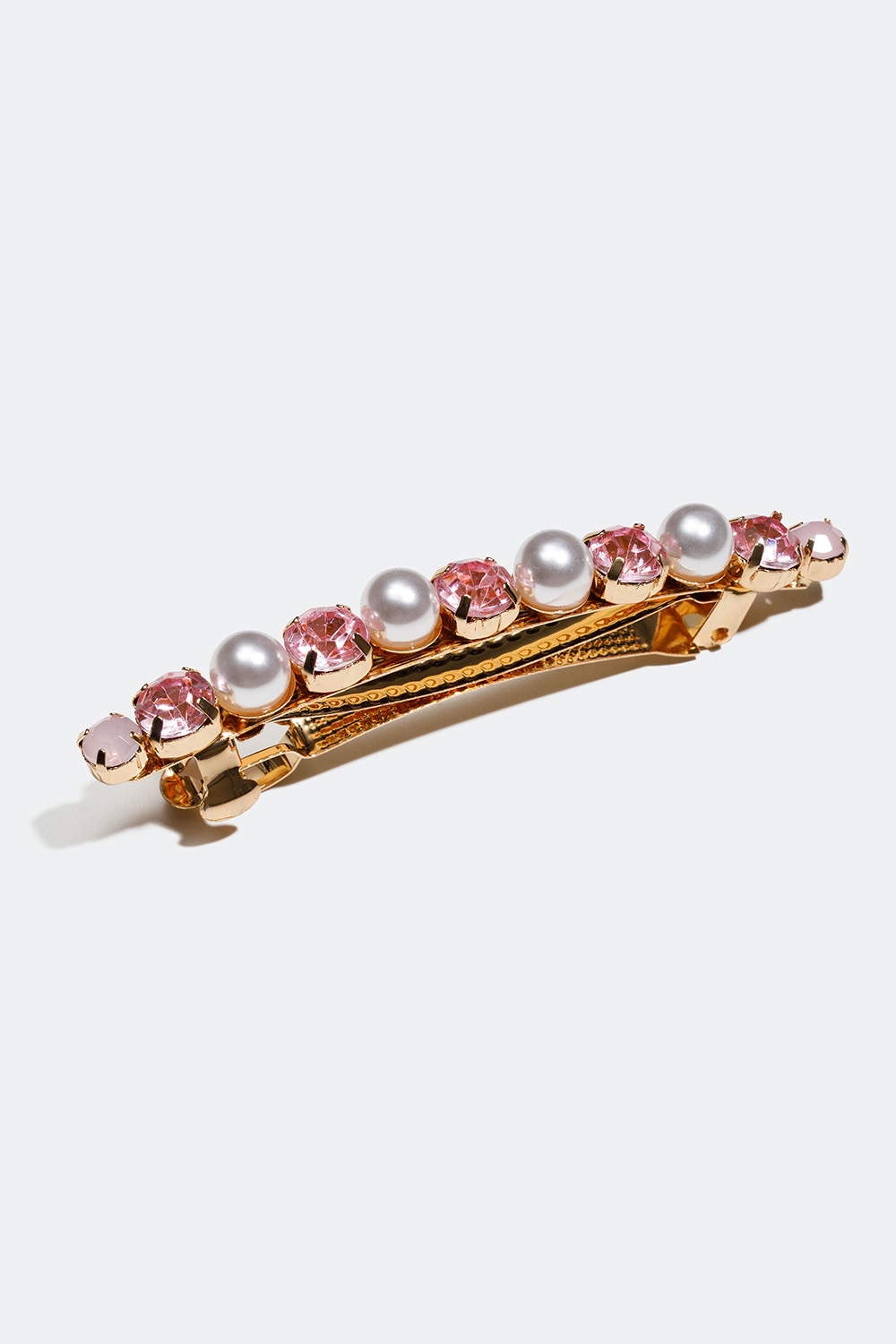 Hårspenne med perler og rosa glassteiner i gruppen Håraccessories / Spenner & klemmer / Hårspenner hos Glitter (335000515100)