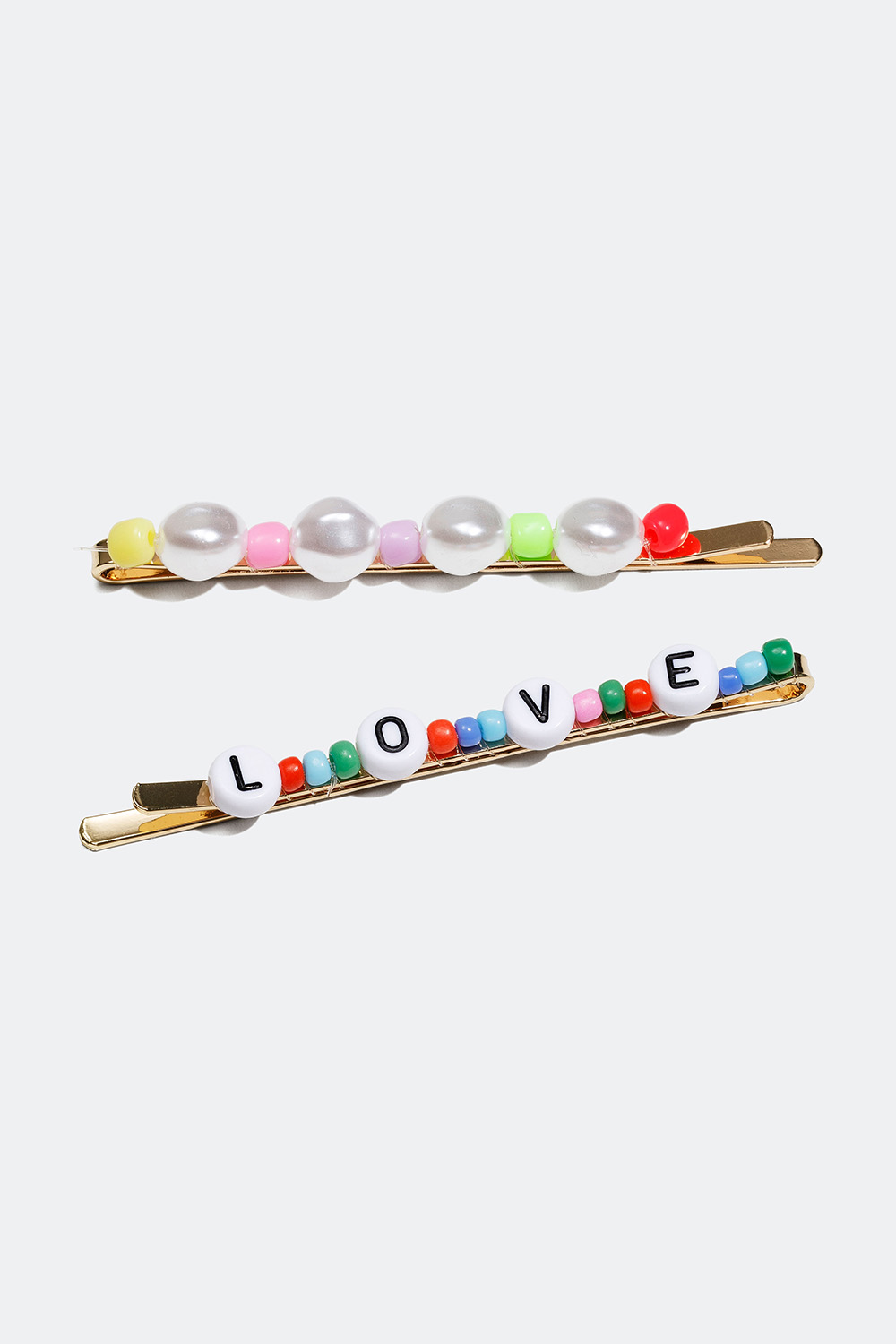 Hårspenner med fargede perler, 2-pakning i gruppen Håraccessories / Spenner & klemmer / Hårspenner hos Glitter (335000546800)