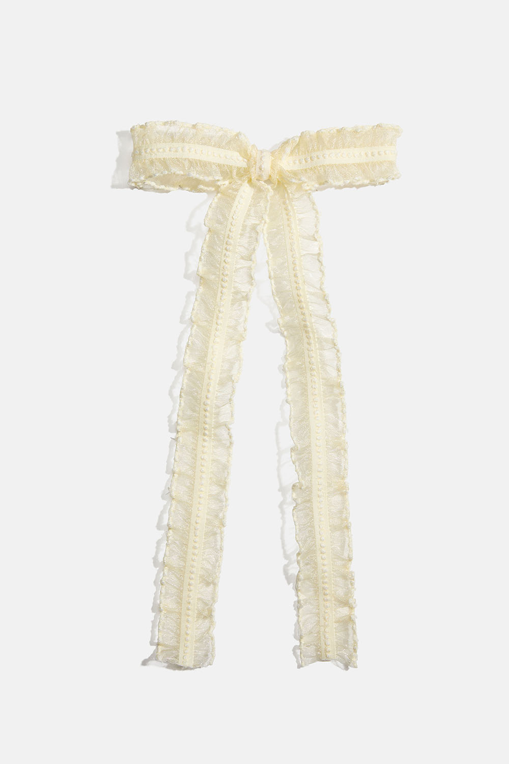 Lys gul hårspenne med organzasløyfe i gruppen Håraccessories / Spenner & klemmer / Hårspenner hos Glitter (335002134100)