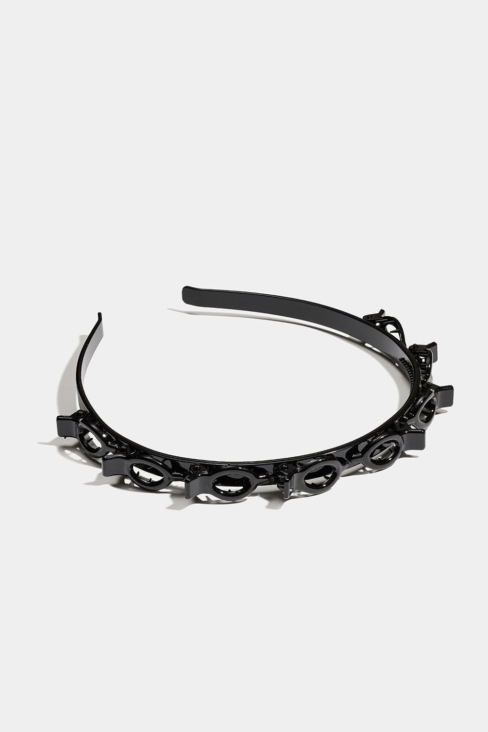 Svart diadem med spenner i gruppen Håraccessories / Hårbøyler hos Glitter (336001659000)