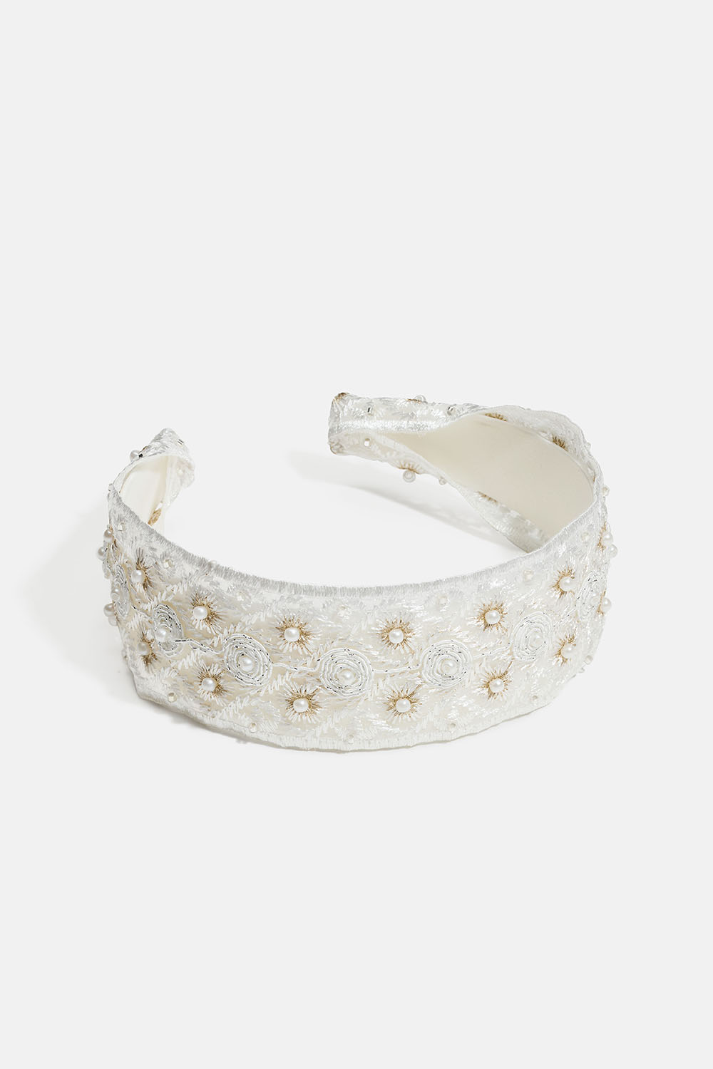 Hvit blondetiara med perler i gruppen Håraccessories / Hårbøyler / Brede hos Glitter (336001673000)
