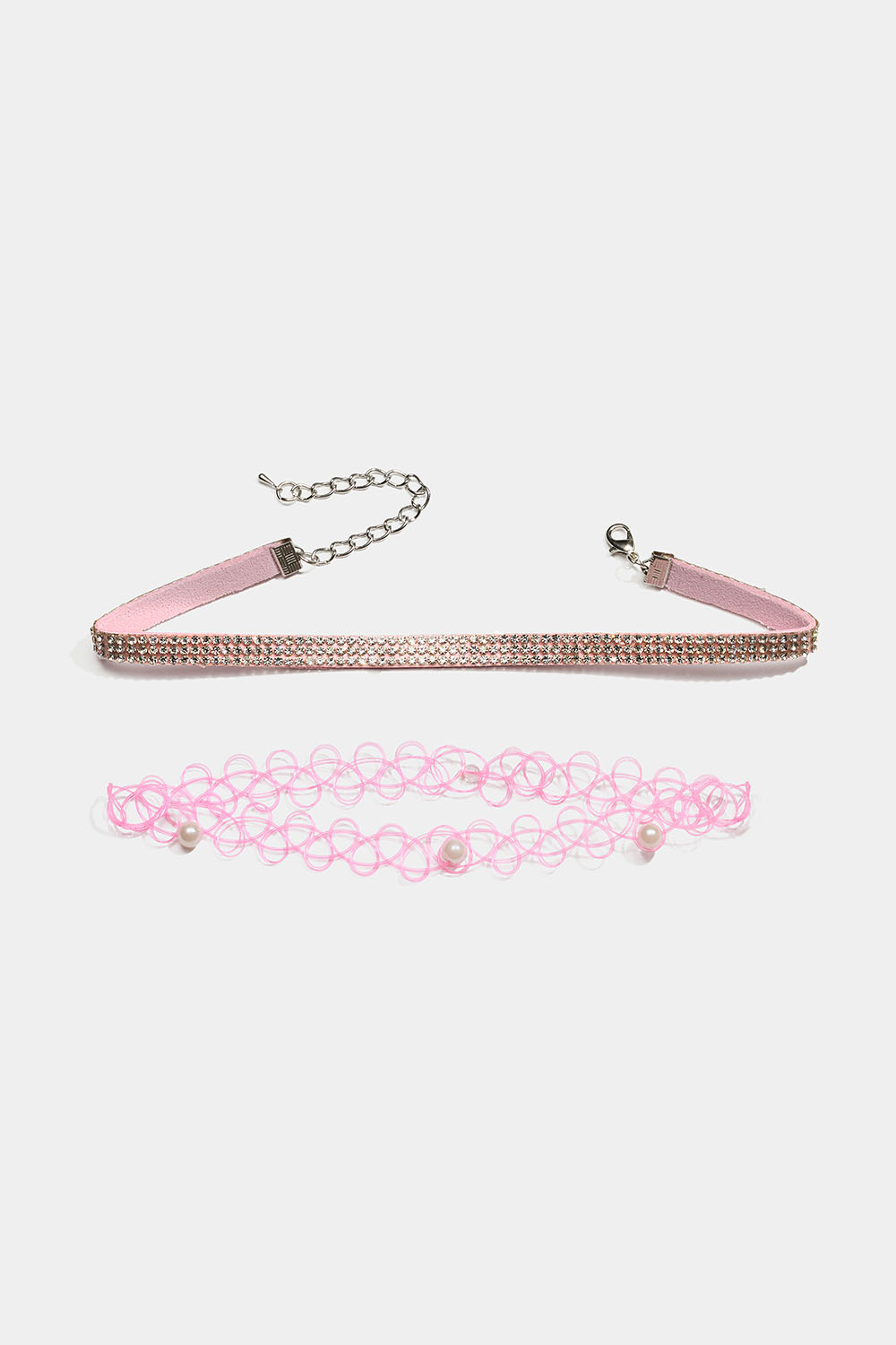 Rosa choker med perler og strass, 2-pakning i gruppen Barn / Barnesmykker / Barnehalskjeder hos Glitter (402000235000)