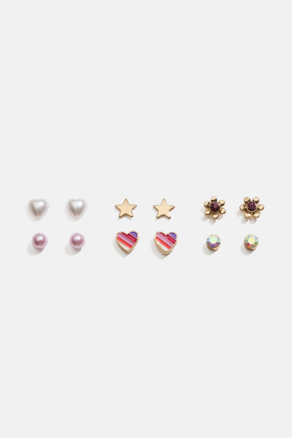 Øredobber med stjerner, hjerter og blomster, 6-pakning i gruppen Barn / Barnesmykker / Barneøredobber hos Glitter (402000289900)