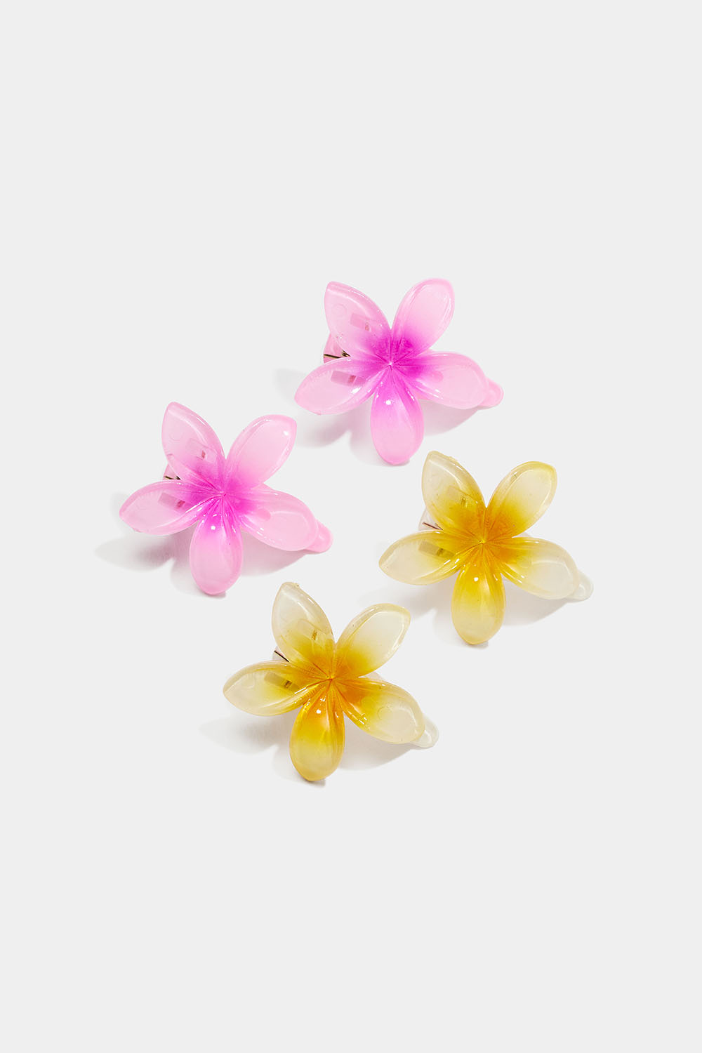 Små hårspenner med blomster i rosa og gult, 4-pakning i gruppen Barn / Hårtilbehør til barn / Hårspenner til barn hos Glitter (403000679900)